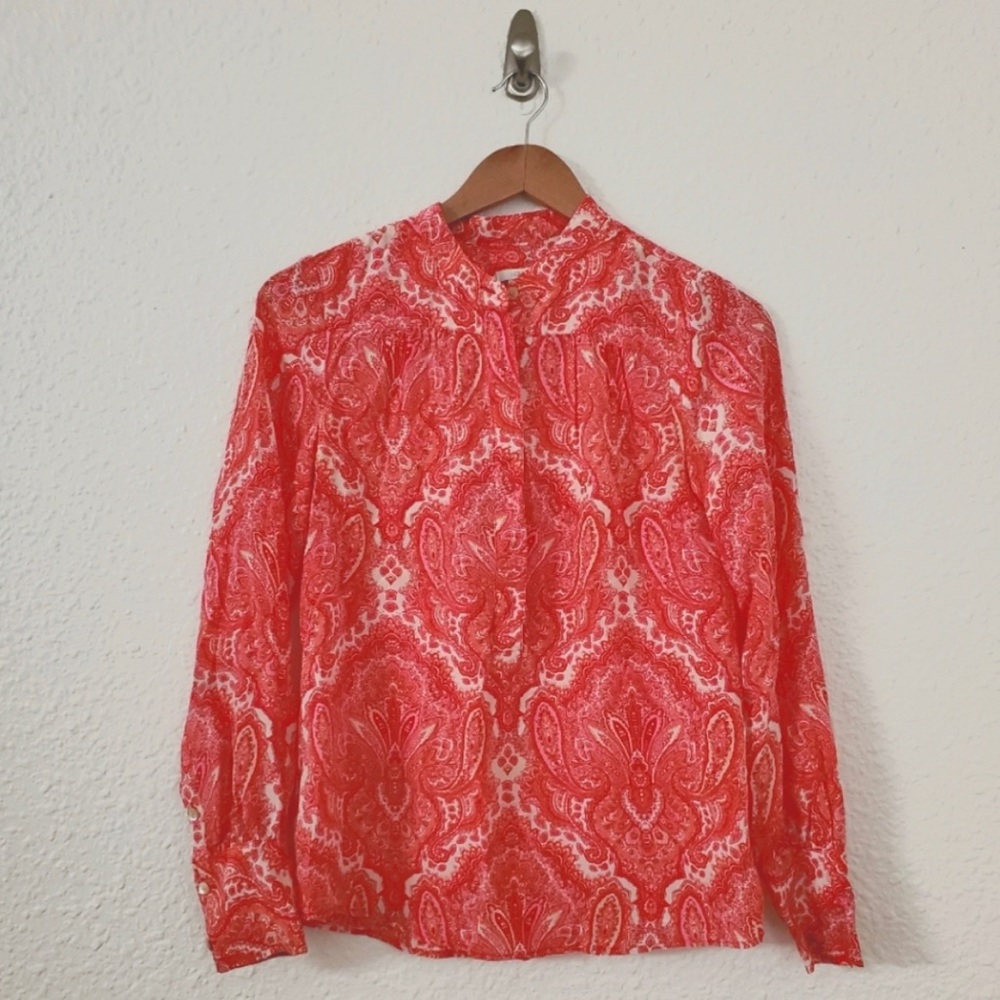 J.Crew Paisley Silk Blouse in Red/Pink Size 2